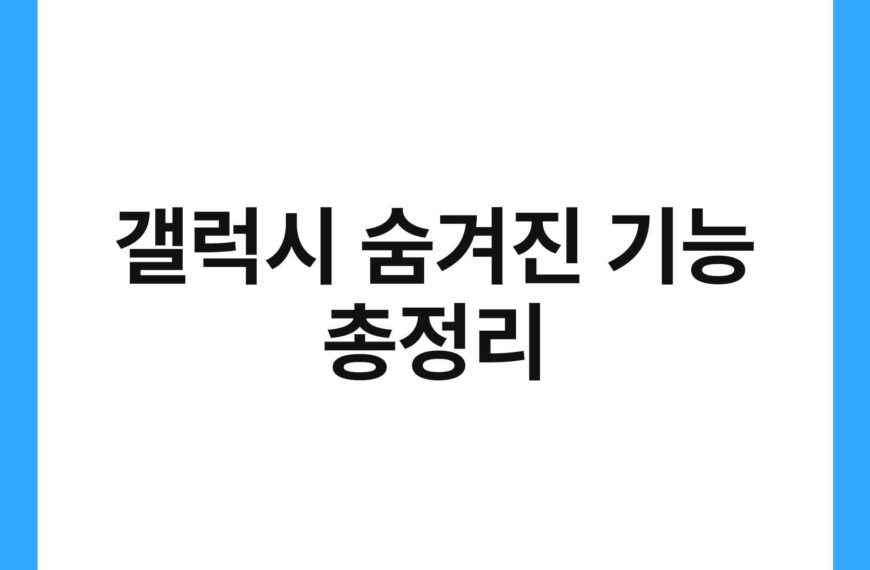 갤럭시 숨겨진 기능 총정리 3