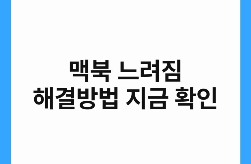 맥북 느려짐 해결방법 지금 확인 21