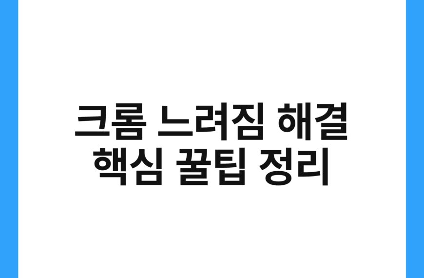크롬 느려짐 해결 핵심 꿀팁 정리 21