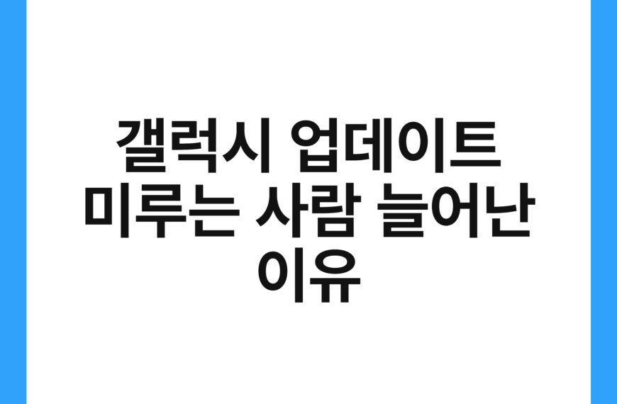 갤럭시 업데이트 미루는 사람 늘어난 이유