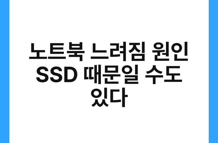 노트북 느려짐 원인 SSD 때문일 수도 있다