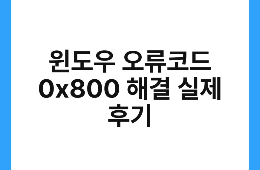 윈도우 오류코드 0x800 해결 실제 후기 21